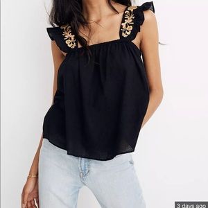 Madewell Embroidered Strap Swing Top